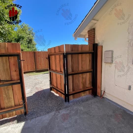 Custom wood side gate installation