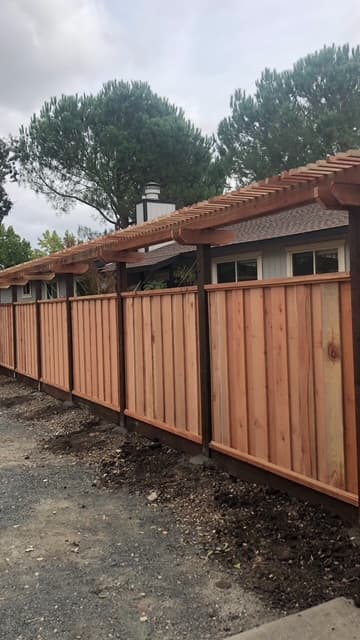 Close-up of wood fence craftsmanship and materials